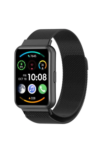 HEPTEKİLETİŞİM Huawei Watch Fit 2 Uyumlu KRD-01 Metal HPTK Kordon-Siyah ürün görseli 1
