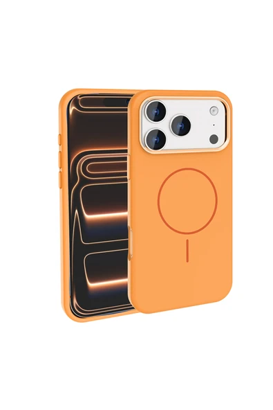 HEPTEKİLETİŞİM Apple iPhone 17 Pro Kılıf M-Safe Şarj Özellikli Metal Kamera Çerçeveli Silikon Kapak (EDİ) ürün görseli 1