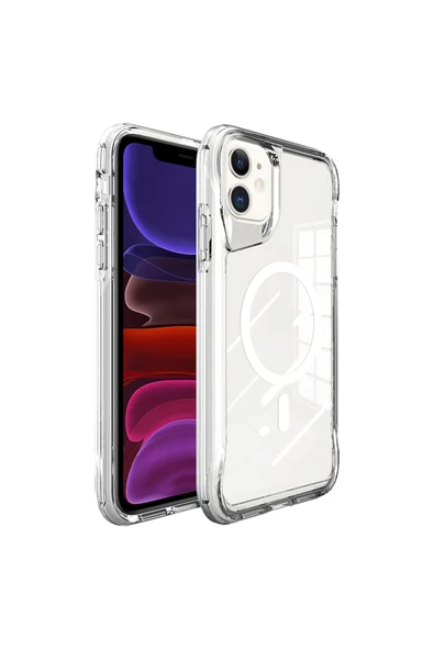 HEPTEKİLETİŞİM Apple iPhone 11 Kılıf Magsafe Kamera Yükseltili Şeffaf Ultra Koruma Sert Kapak (T-Max-mag) ürün görseli 1