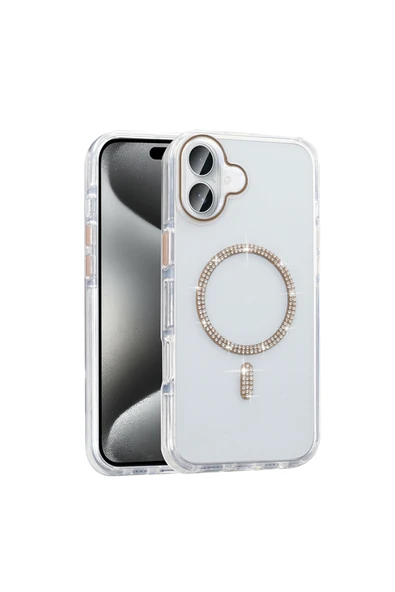 HEPTEKİLETİŞİM Apple iPhone 16 Pro Max Kılıf Taşlı Tasarım M-safe Şarj Özellikli Silikon Kapak (KOMENT) ürün görseli 1