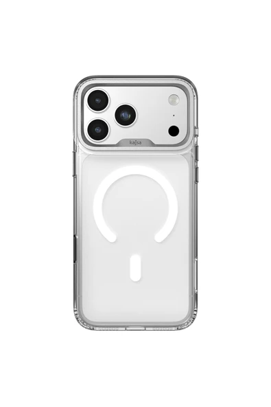 HEPTEKİLETİŞİM iPhone 17 Pro Kılıf M-safe Şarj Özellikli Airbagli O-Ring Şeffaf Trans Shield Kapak Gümüş ürün görseli 1