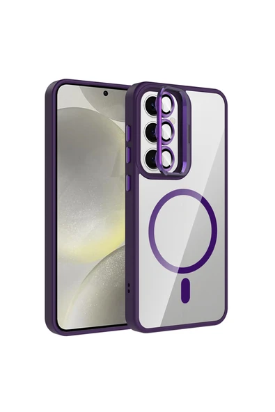 HEPTEKİLETİŞİM Samsung Galaxy S25 Kılıf Standlı ve Kamera Lens Hediyeli M-Safe Şarj Özellikli Kapak (etro) ürün görseli 1