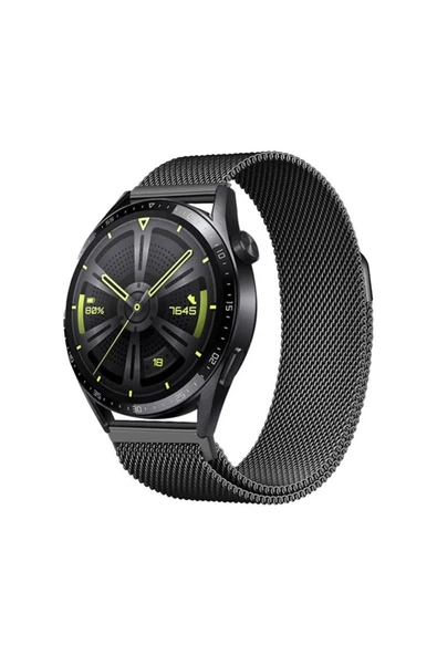 HEPTEKİLETİŞİM Gear S3 HPTK Band-12 22mm Metal Hasır Kordon-Siyah ürün görseli 1
