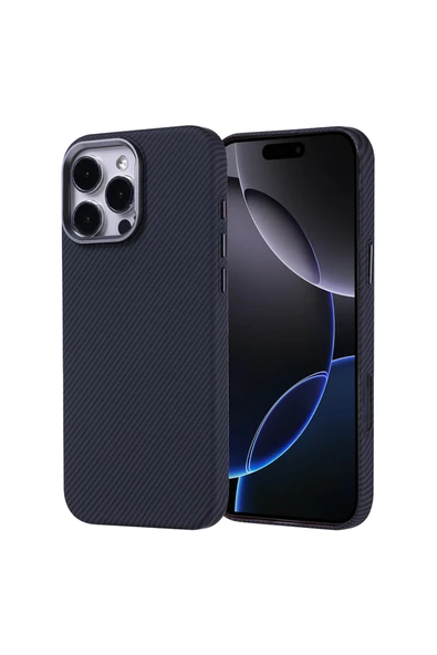 HEPTEKİLETİŞİM Apple iPhone 16 Pro Kılıf Magsafe Şarj Özellikli Karbon Fiber Görünümlü Kapak (Nekst) ürün görseli 1