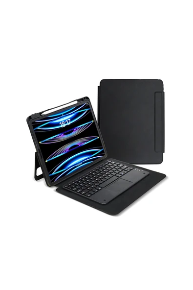 HEPTEKİLETİŞİM Apple iPad Pro 13 2025 M5 Border Keyboard Bluetooh Bağlantılı Standlı Klavyeli Tablet Kılıfı (ht) ürün görseli 1