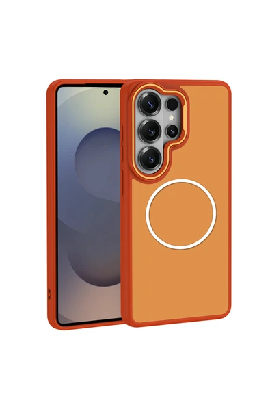 HEPTEKİLETİŞİM Samsung Galaxy S26 Ultra Kılıf M-Safe Şarj Özellikli Metal Kamera Çerçeveli Silikon Kapak (SANREMO) ürün görseli 1
