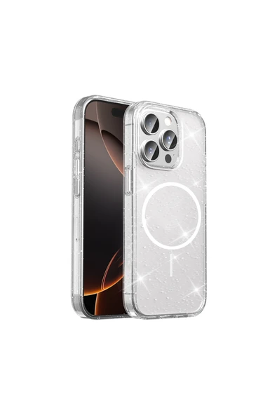 HEPTEKİLETİŞİM Apple Apple iPhone 15 Pro Kılıf M-safe Şarj Özellikli Parlayan Simli Saydam Renkli Kapak (MARİS) ürün görseli 1