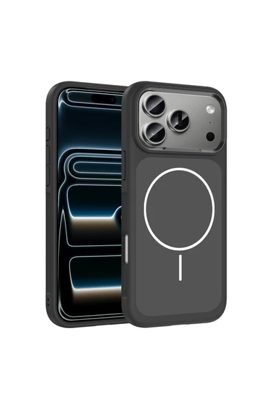 HEPTEKİLETİŞİM Apple iPhone 17 Pro Kılıf M-Safe Şarj Özellikli Metal Kamera Çerçeveli Silikon Kapak (SANREMO) ürün görseli 1