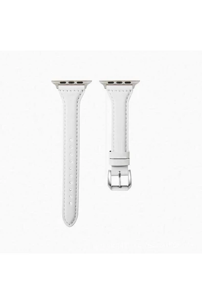 HEPTEKİLETİŞİM Watch 40mm Uyumlu KRD-28 Deri HPTK Kordon-Beyaz ürün görseli 1