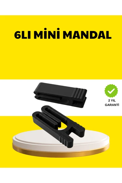 SAYARMARKT Tekrar Kullanılabilir Poşet Mandalı Siyah 6’lı Set ürün görseli 1