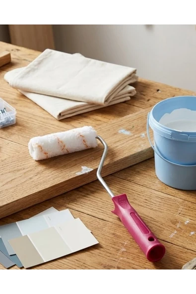 SAYARMARKT Mini Boya Fırça Seti 10 Cm Rulo Fırça 6 Adet Yedek Rulo Hediyeli Duvar Boyama Aparatı ürün görseli 1