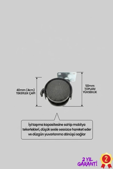 SAYARMARKT Kilitli 4 Cm Metal Mobilya Ayağı Tekli Sağlam Yapı ürün görseli 1