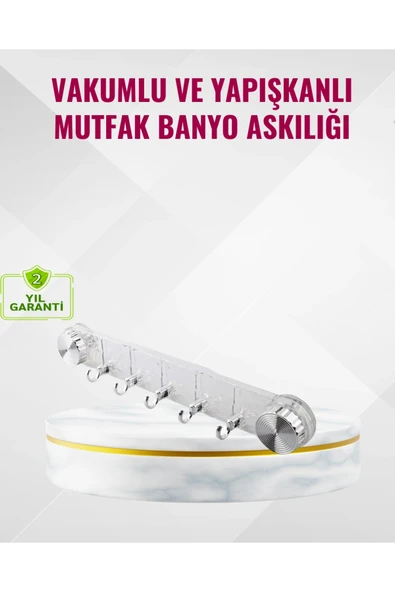 SAYARMARKT Duvar Tipi Vakumlu Askılık Şeffaf Orta Tasarımlı ürün görseli 1