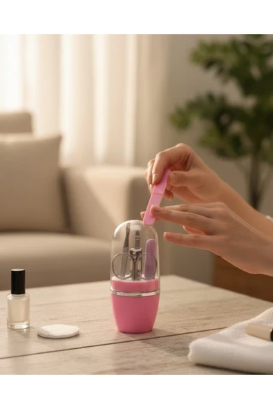 SAYARMARKT Tırnak Bakım Manikür Pedikür Seti 4 Parça Pembe Minimal ve Dayanıklı ürün görseli 1