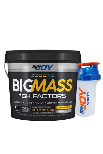 Bigjoy MASS GAİNER Muz Aromalı 5 kg BigMass Gh Factors Karbonhidrat & Protein 50 Servis ürün görseli 1