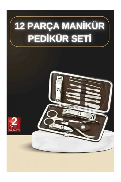 SAYARMARKT 12 Parça Manikür Pedikür Seti Özel Deri Çanta El Ayak Bakımı Akne ve Temizleme ürün görseli 1