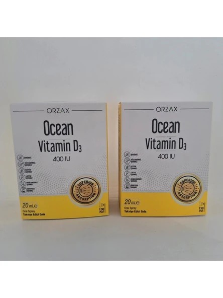 Orzax Ocean Vitamin D3 400 Iu Oral Sprey 20 Ml D Vitaminim Eksik kalmasın 2'li Kofre- KOFRE ürün görseli 1