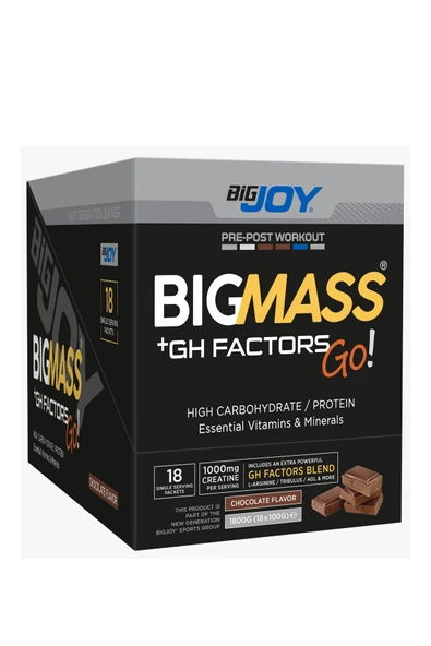 Bigjoy MASS GAİNER Çikolata 1800 gr 18 SAŞE BigMass Gh Factors Karbonhidrat & Protein ürün görseli 1