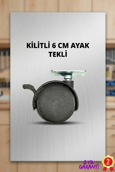 SAYARMARKT Kilitli 6 Cm Metal Mobilya Ayağı Tekli Sağlam Yapı ürün görseli 1