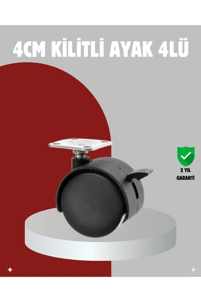 SAYARMARKT Mobilya İçin Kilitli 4 cm Tekerlek Ayak Seti ürün görseli 1