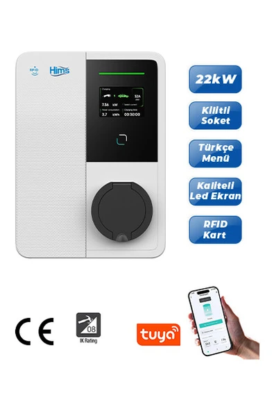 Hims HEVC-22 22kW Bireysel Duvar Tipi Araç Şarj Cihazı ürün görseli 1
