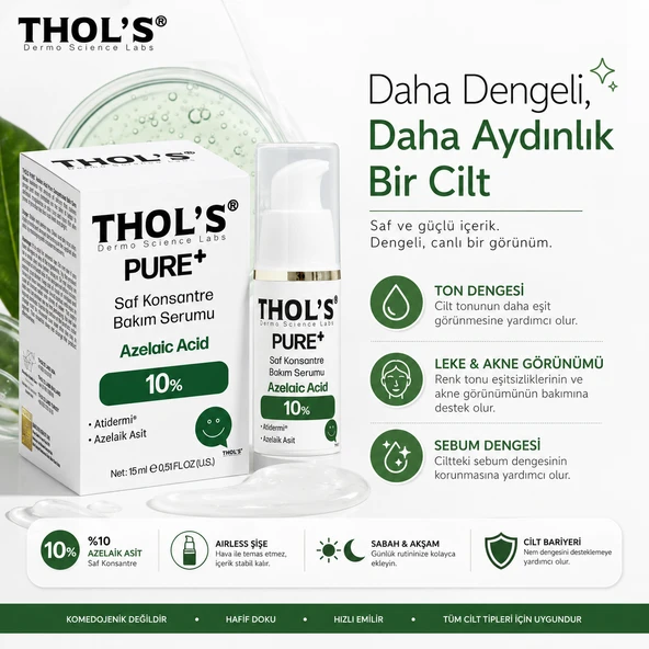THOL’S PURE+ Azelaic Acid 10% Saf Konsantre Bakım Serumu - 15 ml ürün görseli 1