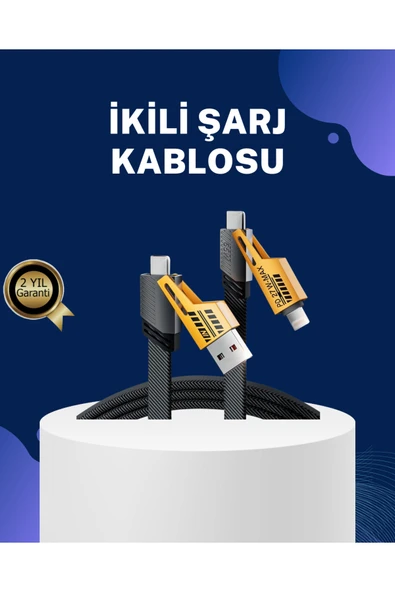 SAYARMARKT Trendlia Örgülü Tasarım 4’ü 1 Arada USB-C Lightning Hızlı Şarj Kablosu ürün görseli 1