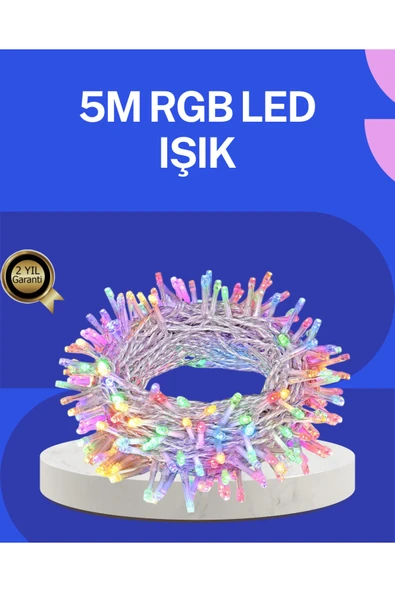 SAYARMARKT 5 Metre Şeffaf Kablo LED Peri Işığı 50 Ampullü Dekoratif Led ürün görseli 1