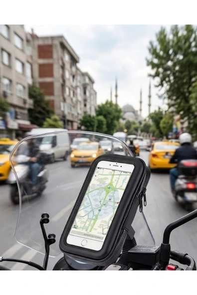 SAYARMARKT Kullanışlı Su Geçirmez Motosiklet Telefon Tutucu Evrensel Gidon Montaj Nigasyon Standı ürün görseli 1