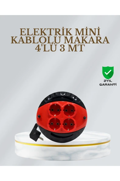 SAYARMARKT CE Belgeli 3 Metre 4’lü Kablolu Priz Makara ürün görseli 1