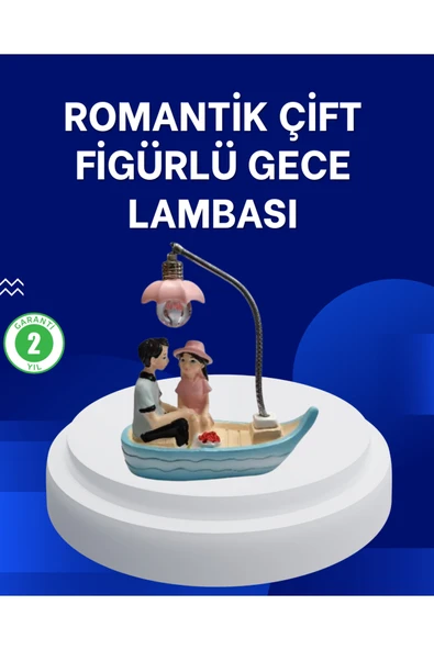 SAYARMARKT Romantik Sandal Üzerinde Çift Figürü LED Gece Lambası Masa Dekoru ürün görseli 1