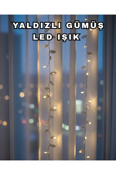SAYARMARKT Gümüş Yaprak Tasarımlı LED Işık Pilli Ev ve Vitrin Dekoru ürün görseli 1