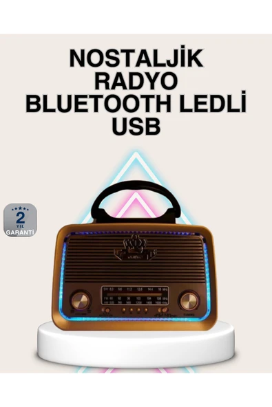SAYARMARKT Ahşap Nostaljik Radyo Bluetooth USB SD Kart Destekli ürün görseli 1