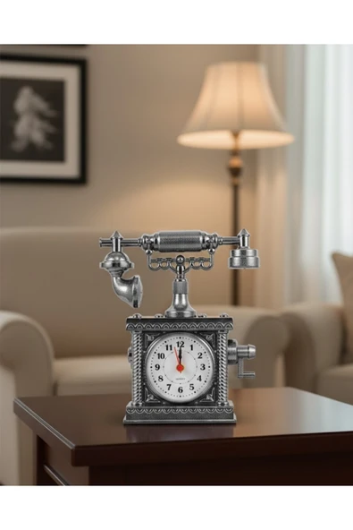 SAYARMARKT Nostaljik Telefon Tasarımlı Masa Saati Yüksek Sesli Alarm ürün görseli 1