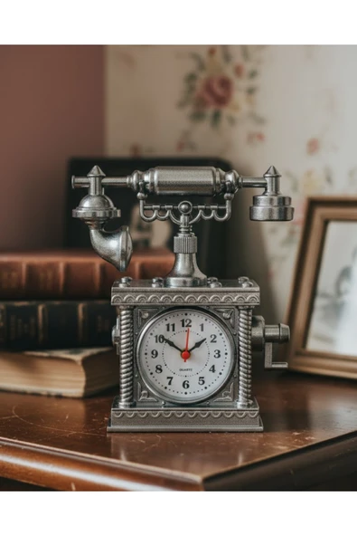 SAYARMARKT Nostaljik Telefon Tasarımlı Masa Saati Yüksek Sesli Alarm ürün görseli 1