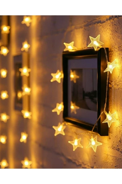 SAYARMARKT 5 Metre 20 Yıldızlı LED Işık Zinciri Daylight Beyaz Salon ve Oda Dekoru ürün görseli 1