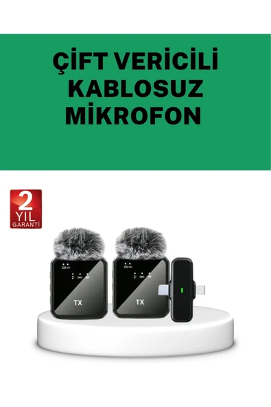 SAYARMARKT Canlı Yayın ve Video Çekimleri İçin Çiftli Kablosuz Yaka Mikrofon ürün görseli 1