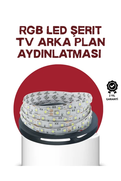 SAYARMARKT Kendinden Yapışkanlı LED Şerit Televizyon Aydınlatması 2mt ürün görseli 1
