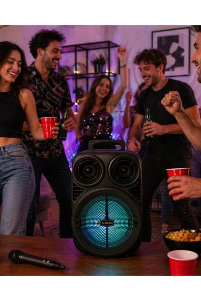 SAYARMARKT Kablosuz Karaoke Hoparlör Mikrofonlu RGB Işıklı 6.5 İnç Bluetooth Speaker Taşınabilir ürün görseli 1