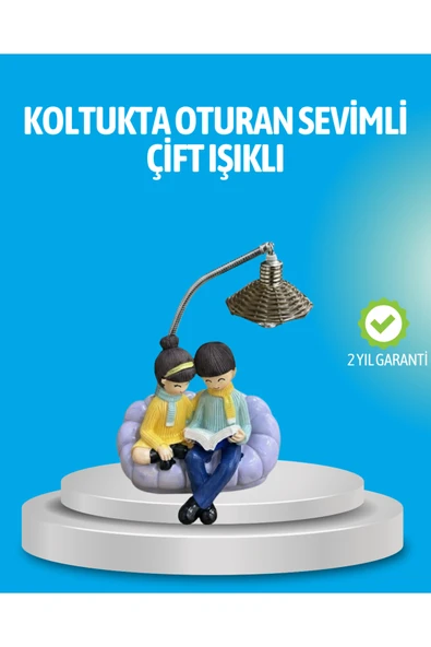 SAYARMARKT Romantik Çift Figürlü Okuyan Çift Masa Lambası Dekoratif LED Aydınlatma ürün görseli 1