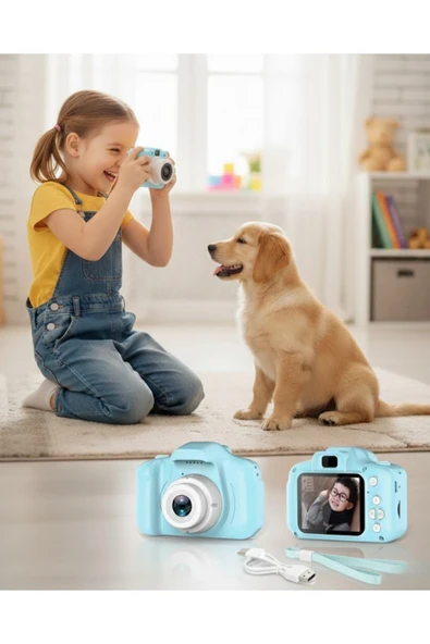 SAYARMARKT Mavi Kompakt HD Dijital Kamera Video ve Fotoğraf Kayıt Özellikli Taşınabilir Model ürün görseli 1