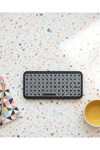 SAYARMARKT Kompakt Siyah RGB Işıklı Bluetooth Mini Klavye ürün görseli 1