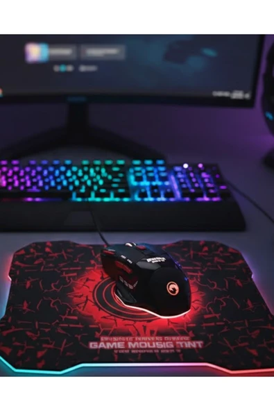 SAYARMARKT Işıklı Oyuncu Mouse ve Mousepad Seti Ergonomik Tasarım ve RGB Aydınlatma ürün görseli 1