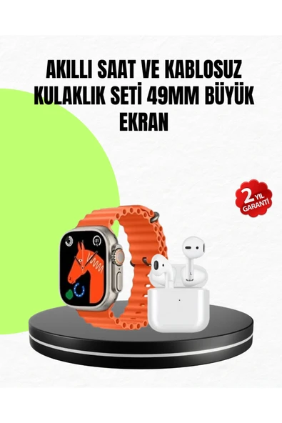 SAYARMARKT Watch 9 Max Akıllı Saat Seti 2 Kordonlu Kablosuz Kulaklık Hediyeli ürün görseli 1