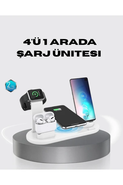 SAYARMARKT 4’lü Kablosuz Şarj Standı iPhone Watch ve AirPods Çoklu Şarjlı ürün görseli 1