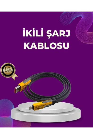 SAYARMARKT 120w Şarj Destekli 3’ü 1 Arada Çoklu Şarj Kablosu – 1.2 Metre ürün görseli 1