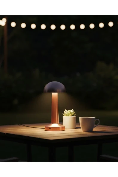 SAYARMARKT Modern Bronz Masa Lambası 3 Renk LED Dokunmatik Şarjlı Model ürün görseli 1