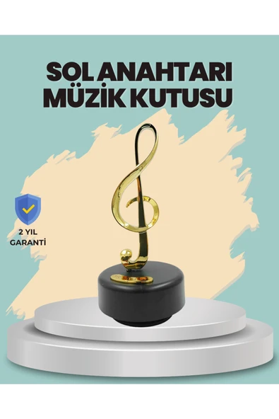 SAYARMARKT Altın Nota Sol Anahtarı Müzik Box Döner Mekanizmalı Hediyelik ürün görseli 1