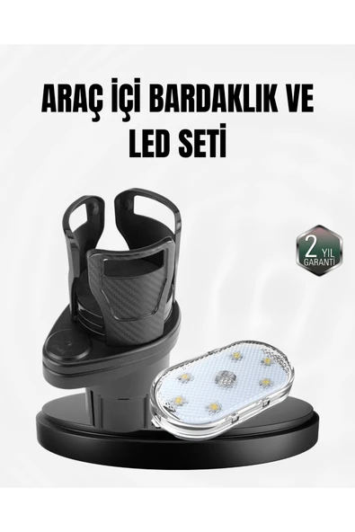 SAYARMARKT Araç İçi Düzen ve Ambiyans Seti Çift Bardak Tutucu + LED Işık ürün görseli 1
