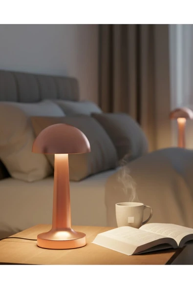 SAYARMARKT Şarjlı Mantar Masa Lambası 3 Seviyeli Dokunmatik LED USB Şarj Özellikli ürün görseli 1